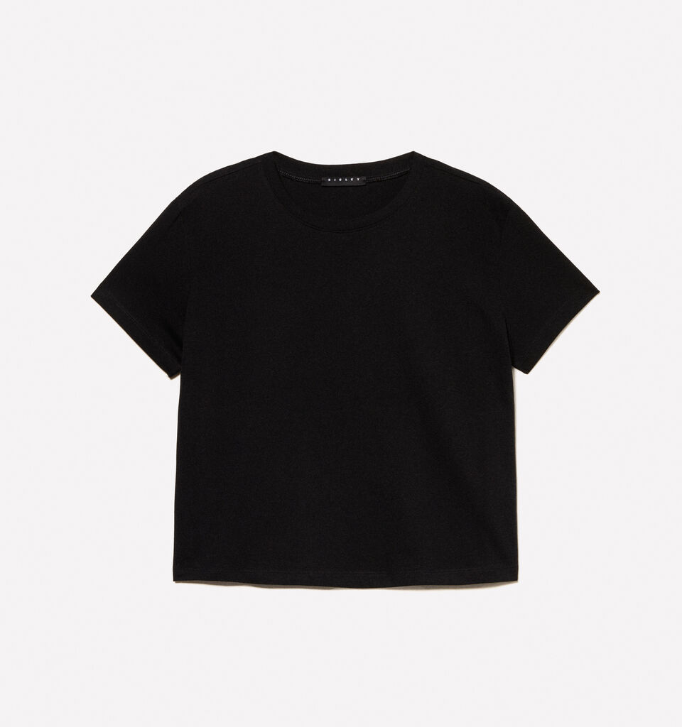 Black boxy fit t-shirt - women's short sleeve t-shirts - Black | Sisley image number 5